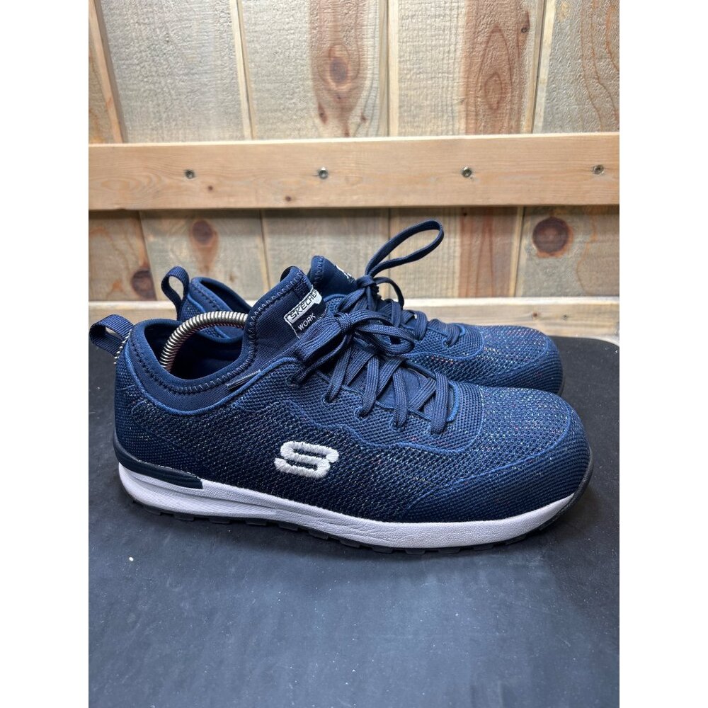 Skechers Work Womens Comp Toe Sneakers Size 9.5 Navy Blue